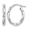 Diamond2deal 14k White Gold Polished And Textured Round Shape Hoop Earrings In Silver