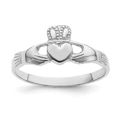 Diamond2deal 14k White Gold Ladies Claddagh Ring In Silver