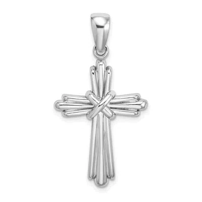 Diamond2deal 14k White Gold Polished Cross Charm