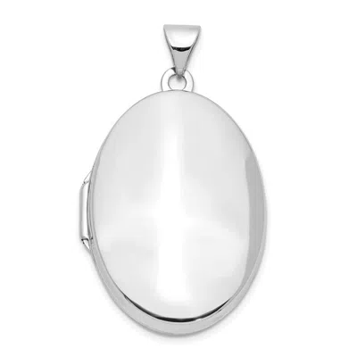 Diamond2deal 14k White Gold Polished Domed Oval Locket Pendant In Silver