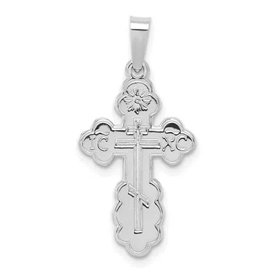 Diamond2deal 14k White Gold Polished Eastern Orthodox Solid Cross Pendant In Gray