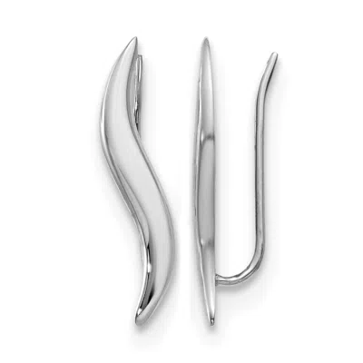 Diamond2deal 14k White Gold Polished Fancy Ear Climber Earrings In Metallic