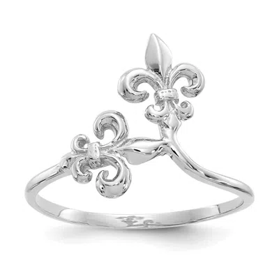 Diamond2deal 14k White Gold Polished Fleur De Lis Ring In Gray