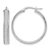 Diamond2deal 14k White Gold Polished Glimmer Infused Hoop Earrings In Metallic