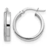 Diamond2deal 14k White Gold Polished Glimmer Infused Hoop Earrings In Silver