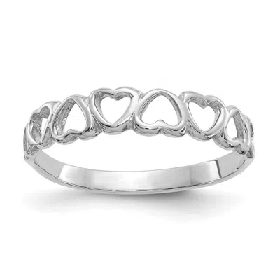 Diamond2deal 14k White Gold Polished Hearts Ring In Silver