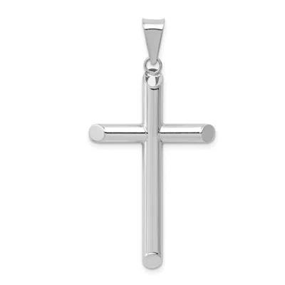 Diamond2deal 14k White Gold Polished Hollow Cross Pendant