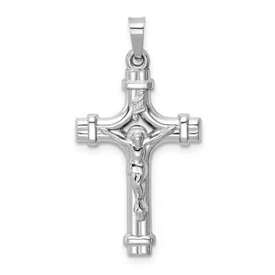 Diamond2deal 14k White Gold Polished Inri Crucifix Pendant In Silver