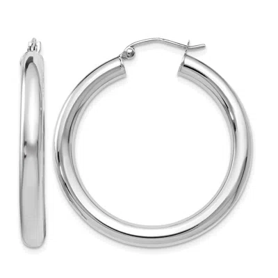 Diamond2deal 14k White Gold Polished Lightweight Round Shape Hoop Earrings In Gray