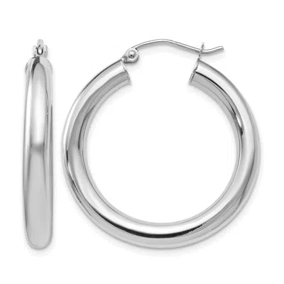 Diamond2deal 14k White Gold Polished Lightweight Round Shape Hoop Earrings In Metallic