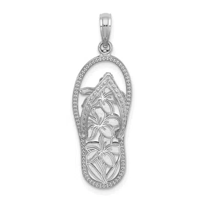 Diamond2deal 14k White Gold Polished Multi Flower Flip-flop Charm Pendant In Neutral