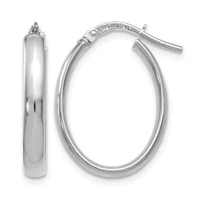 Diamond2deal 14k White Gold Polished Oval Shape Hoop Earrings In Metallic