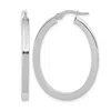 Diamond2deal 14k White Gold Polished Oval Shape Hoop Earrings In Silver