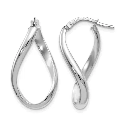 Diamond2deal 14k White Gold Polished Oval Shape Twisted Hoop Earrings In Metallic
