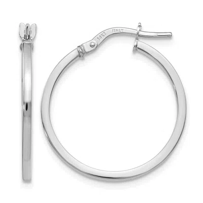 Diamond2deal 14k White Gold Polished Round Shape Hoop Earrings In Silver
