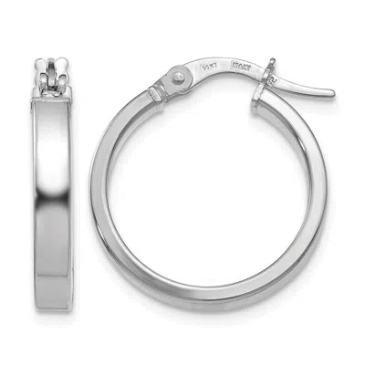 Diamond2deal 14k White Gold Polished Round Shape Hoop Earrings In Metallic