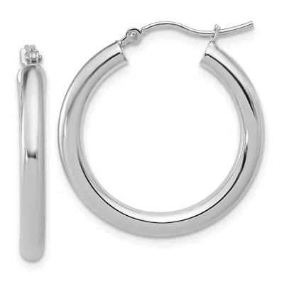 DIAMOND2DEAL 14K WHITE GOLD POLISHED ROUND SHAPE HOOP EARRINGS