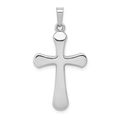 Diamond2deal 14k White Gold Polished Rounded Cross Pendant In Metallic