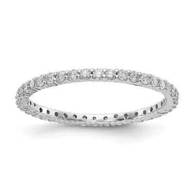 Diamond2deal 14k White Gold Polished Shared Prong 1/2 Ct Diamond Eternity Band Ring In Green