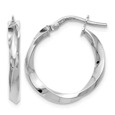 Diamond2deal 14k White Gold Polished Twisted Round Shape Hoop Earrings In Metallic