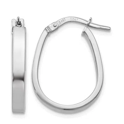 Diamond2deal 14k White Gold Polished U-shape Hoop Earrings In Silver