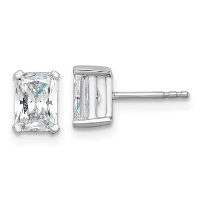 Diamond2deal 14k White Gold Radiant 1 1/2 Ct Lab Grown Diamond Stud Earrings Vs Clarity, G-h Color In Metallic