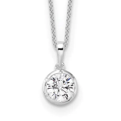 Diamond2deal 14k White Gold Round 1 Ct Lab Grown Diamond Solitaire Pendant Necklace 18"
