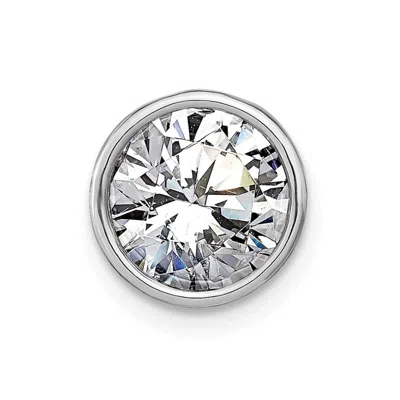 Diamond2deal 14k White Gold Round Bezel Moissanite Chain Slide Pendant In Metallic