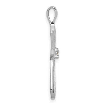 Diamond2deal 14k White Gold Round Diamond Passion Cross Charm Pendant In Silver