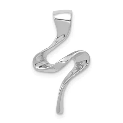 Diamond2deal 14k White Gold Slide Fits Up To 2mm Regular/4mm Fancy Or Reversible Omega In Silver