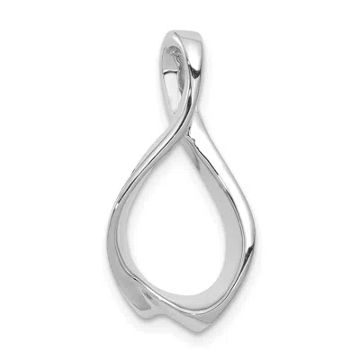 Diamond2deal 14k White Gold Slide Fits Up To 2mm Regular/4mm Fancy Or Reversible Omega In Silver