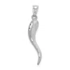 Diamond2deal 14k White Gold Solid Diamond-cut Italian Horn Charm In White