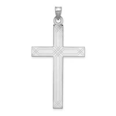 Diamond2deal 14k White Gold Solid Laser Etched Cross Pendant