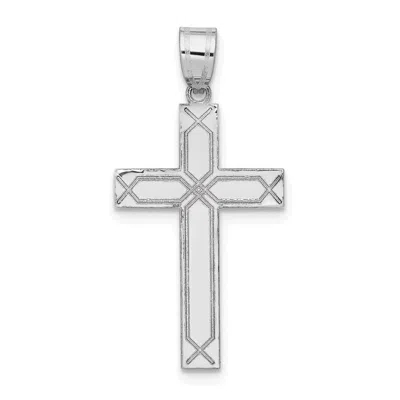 Diamond2deal 14k White Gold Solid Laser Etched Cross Pendant