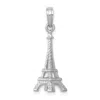 Diamond2deal 14k White Gold Solid Polished 3-d Eiffel Tower Charm Pendant In Metallic
