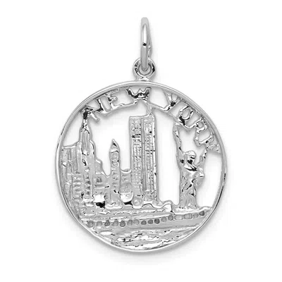 Diamond2deal 14k White Gold Solid Polished New York Skyline Charm Pendant In Silver