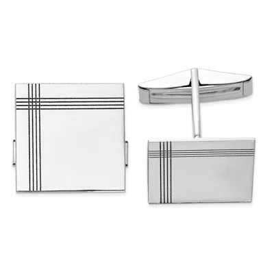 Diamond2deal 14k White Gold Square Line Design Men's Cuff Links