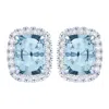 Diamond2deal 14k White Gold Vivid Blue Cushion Cut 5.60 Ct Lab-grown Diamond Halo Stud Earrings In White