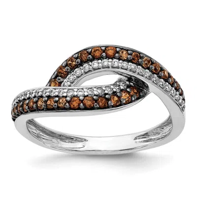 Diamond2deal 14k White Gold White Champagne Diamond Black Rhodium Engagement Ring