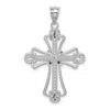 Diamond2deal 14k White Polished Diamond-cut Textured Cross Pendant In White
