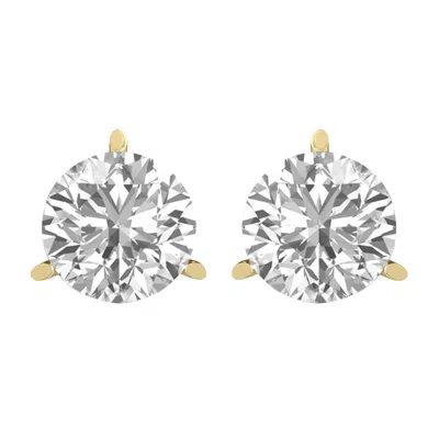 Diamond2deal 14k Yellow Gold 0.30 Ct Round Lab Grown Diamond Solitaire Stud Earrings Color- E-f In White
