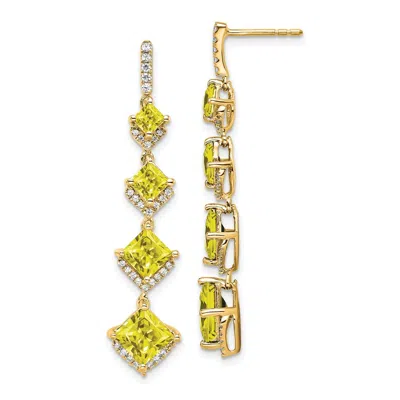 Diamond2deal 14k Yellow Gold 0.35 Ct Lab Grown Diamond Cr. Yellow Sapp Drop Dangle Earrings Vs Clarity, G-h Color In White