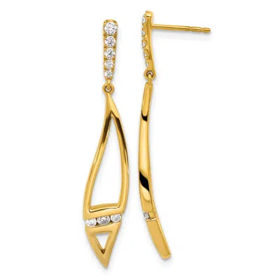 Diamond2deal 14k Yellow Gold 0.36 Ct Lab Grown Diamond Curved Dangle Earrings Vs Clarity, G-h Color In White
