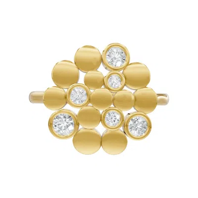 Diamond2deal 14k Yellow Gold 0.36 Ct Round Lab Grown Diamond Cluster Ring Size 7