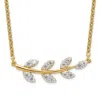 Diamond2deal 14k Yellow Gold 0.40 Ct Lab Grown Diamond Branch With Leaves Necklace 18" Clarity Vs, Color G-h In Yellow