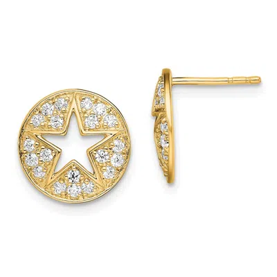 Diamond2deal 14k Yellow Gold 0.45 Ct Lab Grown Diamond Circle Star Stud Earrings Vs Clarity, G-h Color In Multi