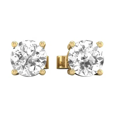 Diamond2deal 14k Yellow Gold 0.50 Ct Lab Grown Diamond Solitaire Stud Earrings Color- E-f