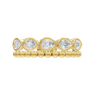 Diamond2deal 14k Yellow Gold 0.7 Ct Pear Lab Grown Diamond 5-stone Ring Size 7