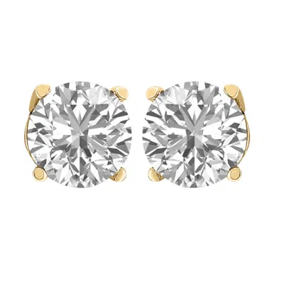 Diamond2deal 14k Yellow Gold 0.75 Ct Lab Grown Diamond Solitaire Stud Earrings Color- E-f In Pattern