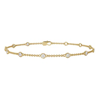 DIAMOND2DEAL DIAMOND2DEAL 14K YELLOW GOLD 0.75CT ROUND LAB GROWN DIAMOND STATION BRACELET (E-F